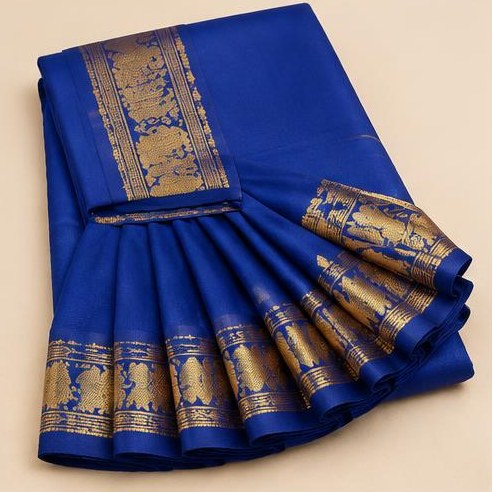 Blue & Gold Dance Saree