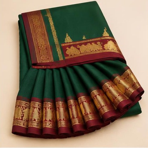 Green & Maroon Dance Saree